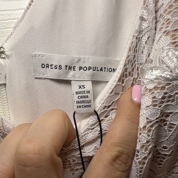 Dress The Population Marissa Fit & Flare Lace Mini Dress Bridal Cocktail Size XS - Picture 7 of 15